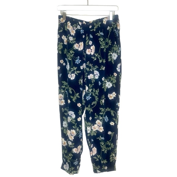 AMOUR VERT Blue/Pink Floral Silk Joggers - Picture 1 of 3